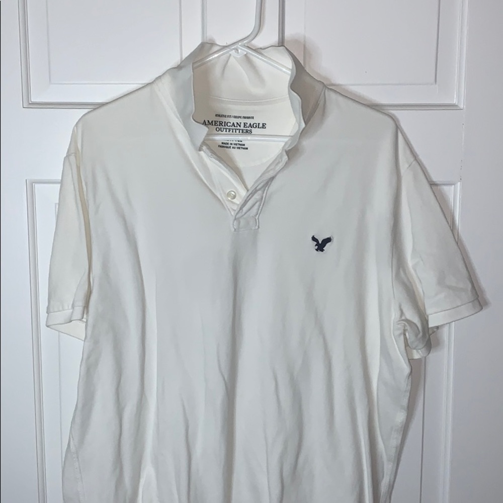 American Eagle Polo White XL Tall Blue Logo
